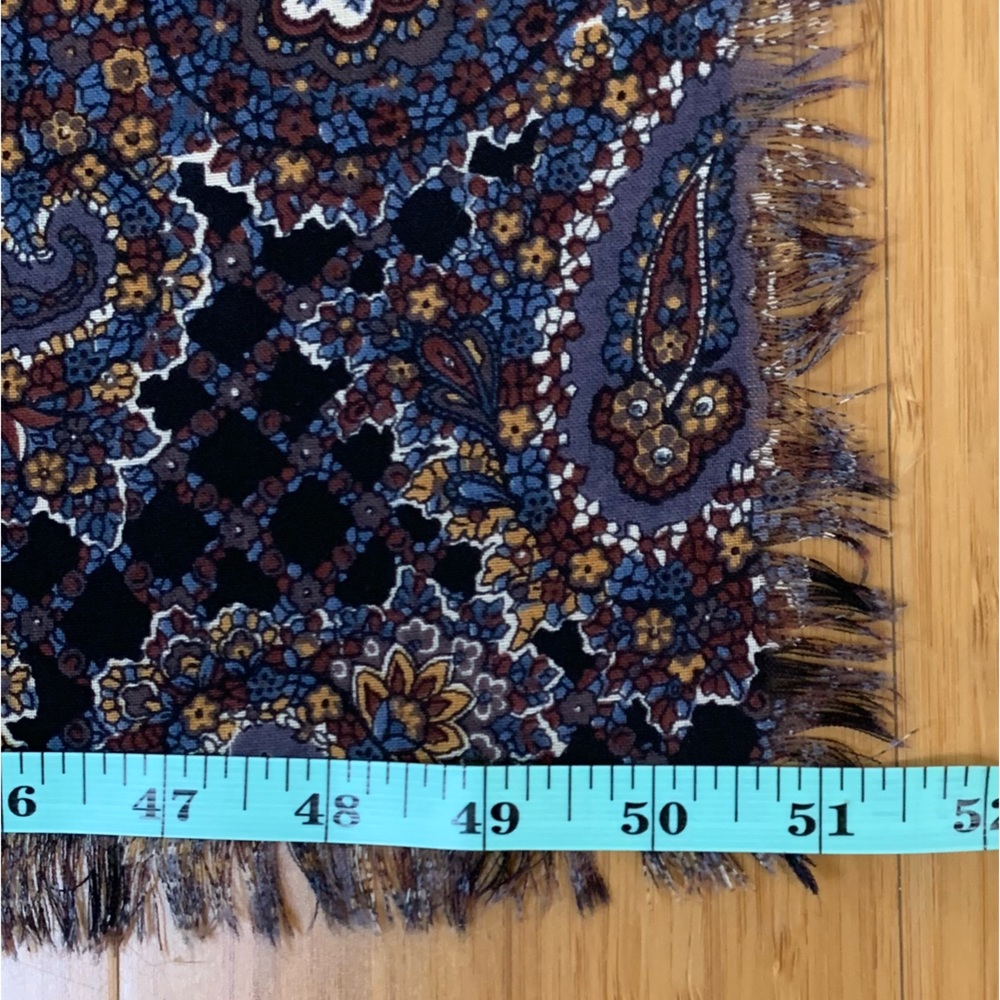 Liberty Vintage XL Brown Paisley Print Wool Wrap Scarf - Picture 7 of 10